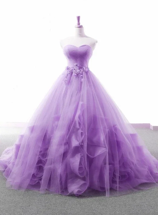Light Purple Sweetheart Tulle Ball Gown Princess New Style Formal Dress, Purple Party Dress Prom Dress   cg21330 Glittery Long Formal