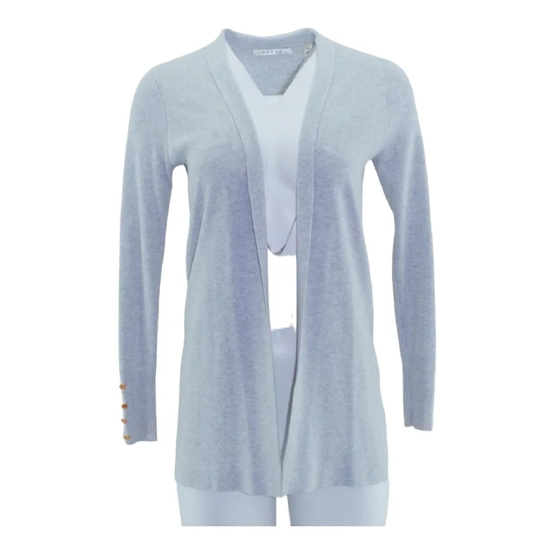 Gray Solid Cardigan Sweater Silk Blend Satin Velvet