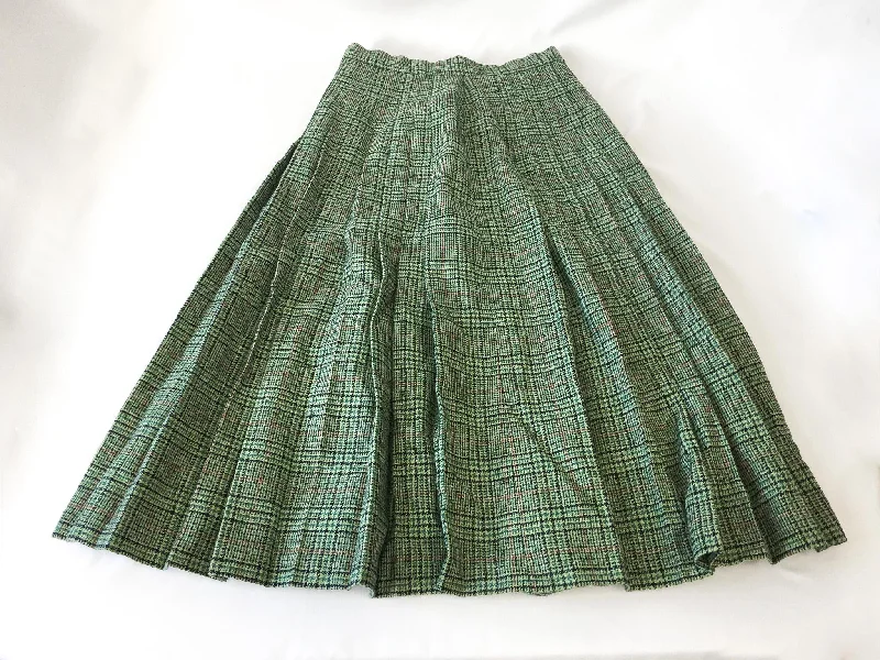 Vintage James Dalgiesh Green Plaid Wool Skirt, Vintage Sz. 12 (26" Waist) linen skirt relaxed