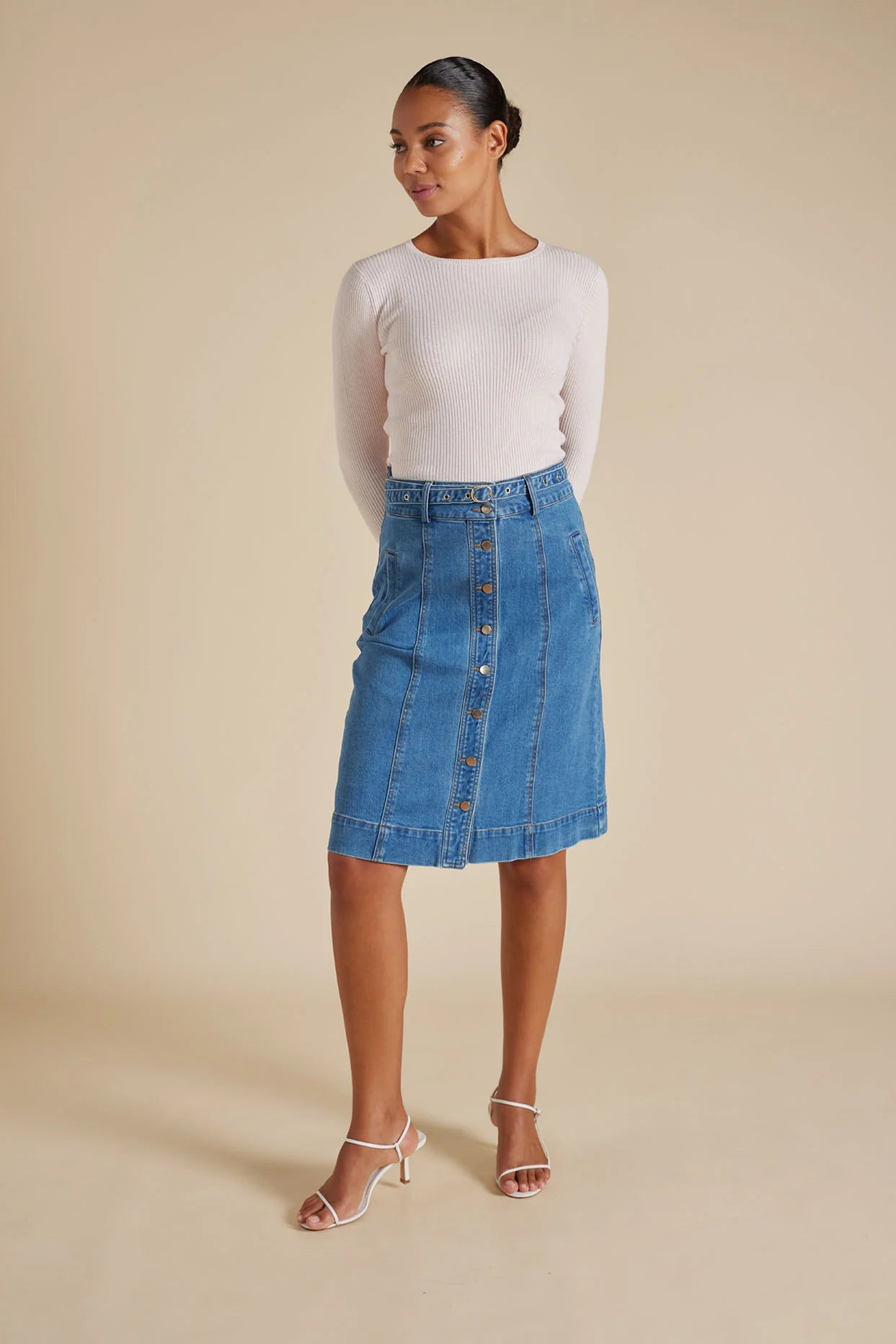 Alessandra | ISLA SKIRT | DENIM WASH seamless skirt comfort