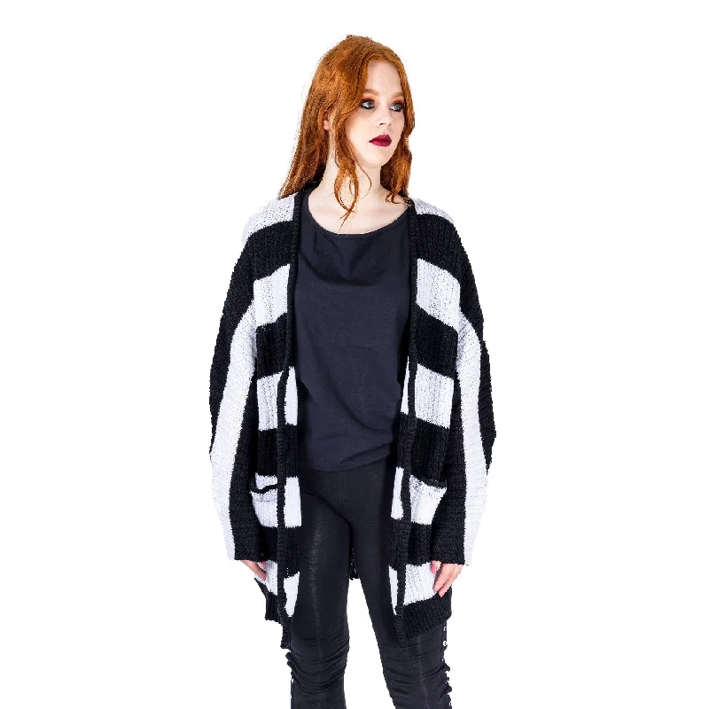 IN A DAZE CARDIGAN - BLACK/WHITE Jersey Fabric Tulle Fabric Batik Fabric