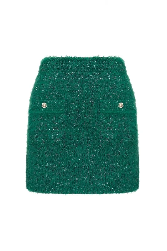 GREEN MINI SKIRT velvet skirt rich
