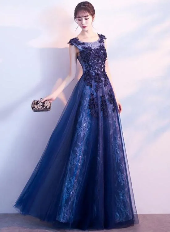 Beautiful A-Line Tulle Long Party Dress With Lace Applique, Long Evening Dresses Formal Dress Prom Dresses    cg23653 Tunics Modern contemporary
