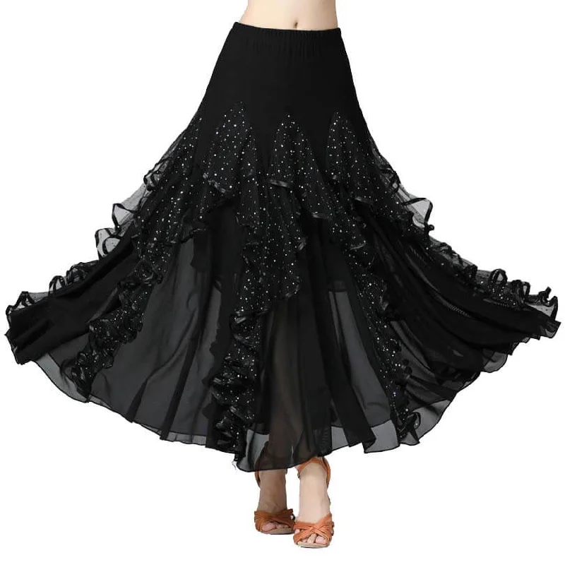 Flared Maxi Ballroom Skirt with Flowers casual skirt length