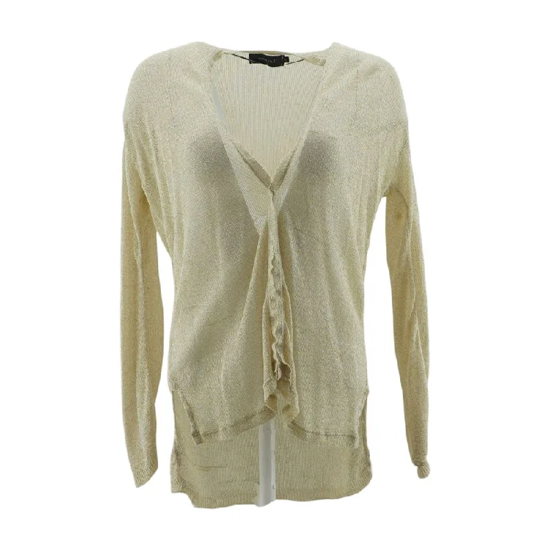 Beige Solid Cardigan Sweater Wool Fabric Cashmere Fabric Tweed Fabric