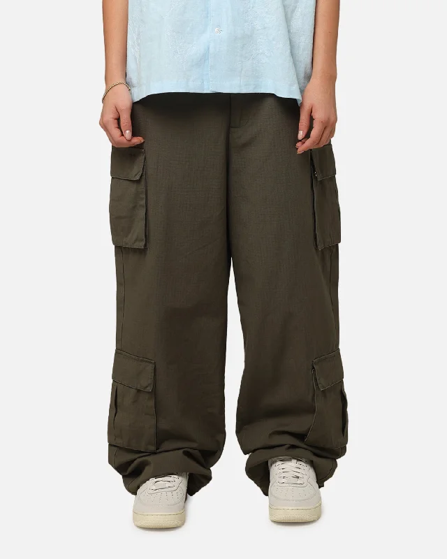 Carre Tactical Baggy Cargo Pants Khaki Trendy Velvet Pants