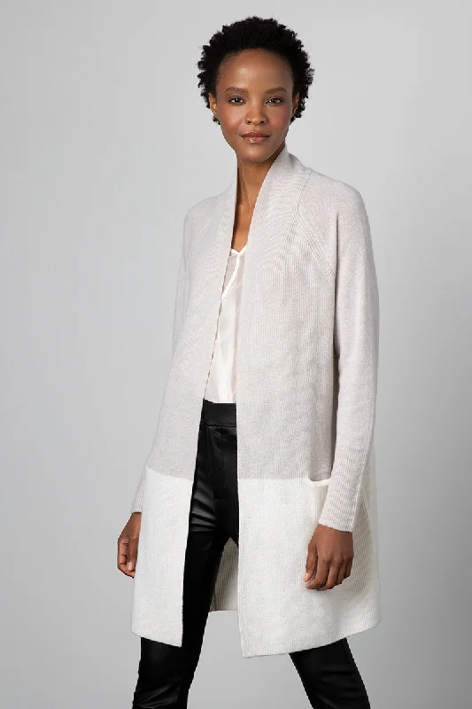 Kinross Cashmere Colorblock Rib Cardigan Modern Contemporary chic