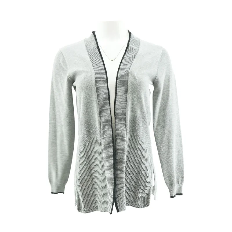 Gray Solid Cardigan Sweater Terry Blend Velvet Blend Canvas Blend