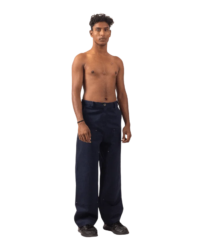 NAVY BLUE TWILL PANTS Classic Straight Pants