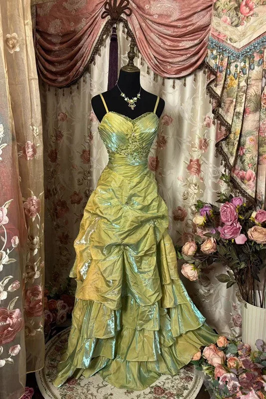 A Line Green Straps Sleeveless Party Dress Green Long Prom Dress      cg25259 Tunics Versatile stylish