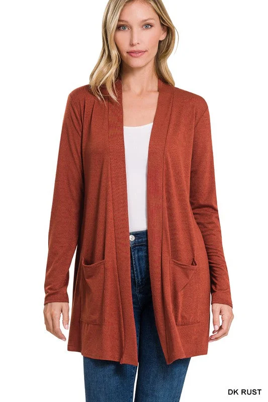 The Classic Staple Dark Rust Open Cardigan Oversized Loose Flowy