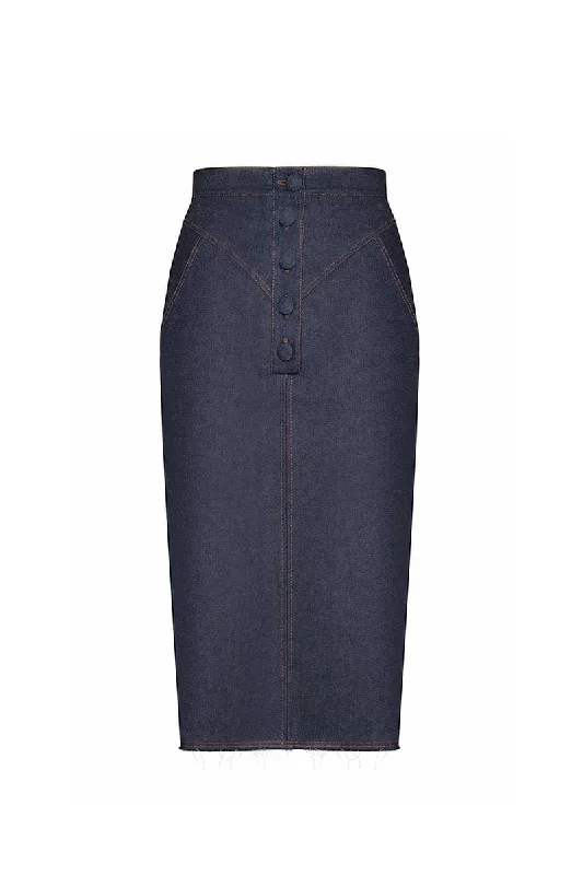 DENIM MIDI SKIRT linen skirt breathable