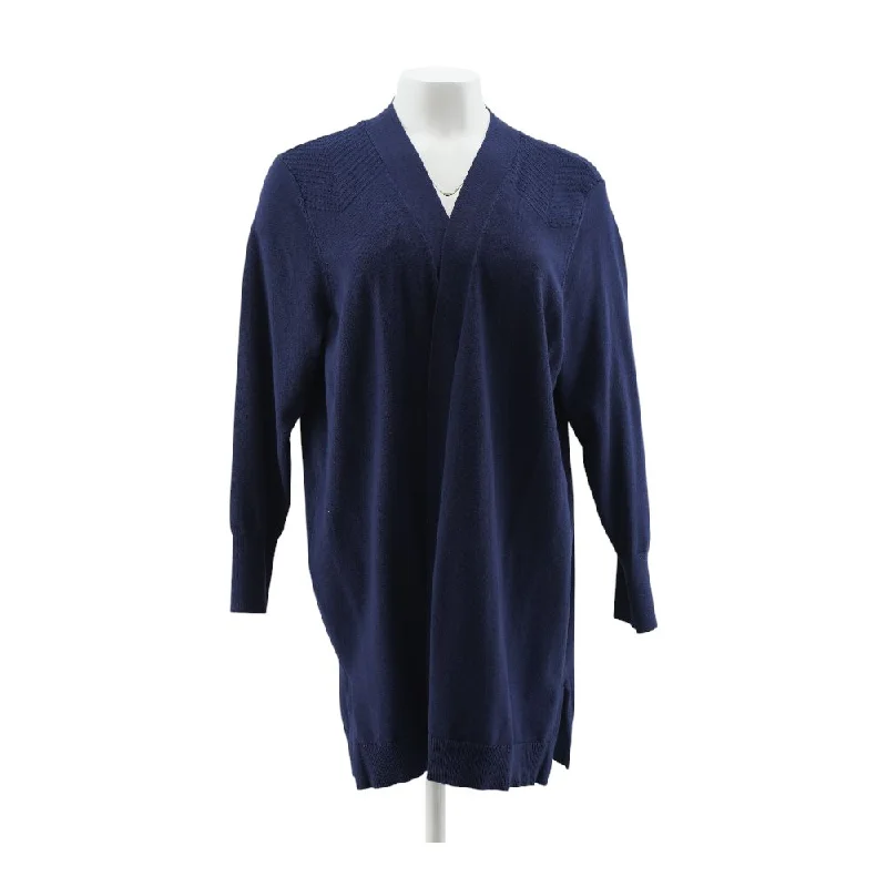 Navy Solid Cardigan Sweater Print Jacquard Patchwork