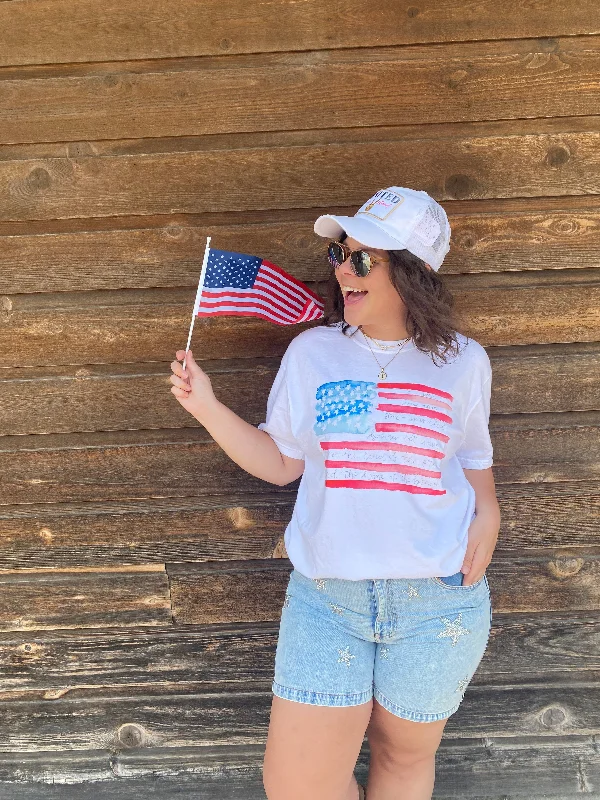Water Color Flag Tank - White cozy tank top
