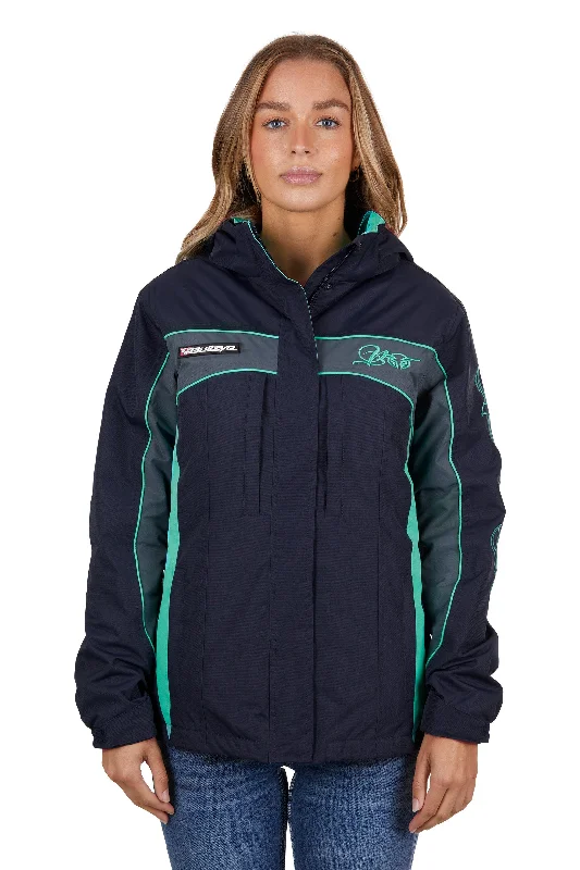 Bullzye Ladies Carla Jacket - Dark Navy/Turquoise - B4W2709057 Boat Neck Shawl Collar Notched Collar