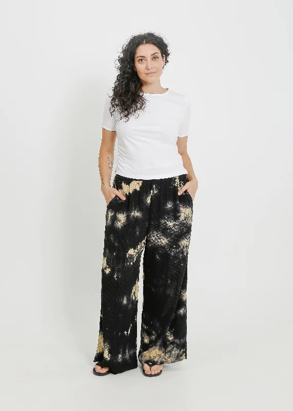 GERMAINE PANT / INK-BEIGE Elegant Silk Pants
