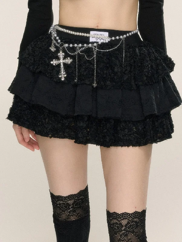 Ballet Legs French Lace A-line Slim Cake Short Skirt DIA0231 athletic skirt fit