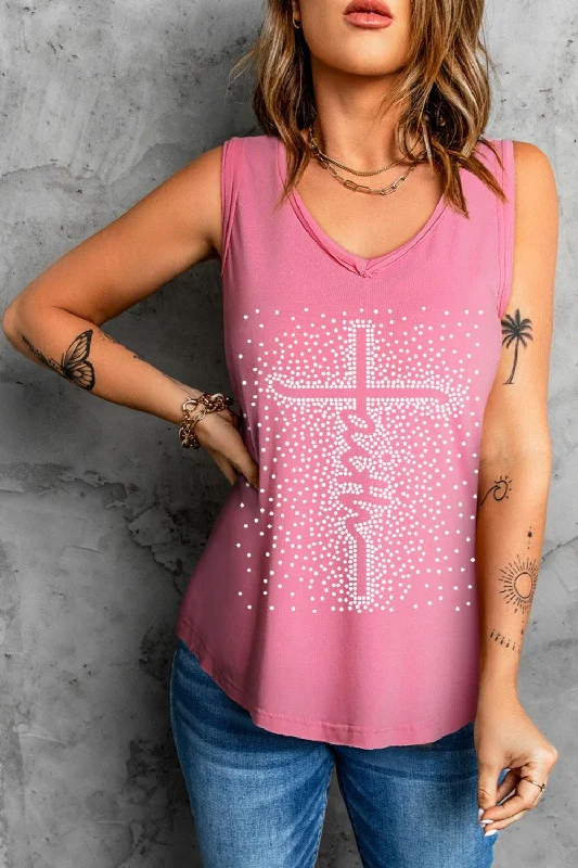 FAITH Wide Strap Tank print tank top