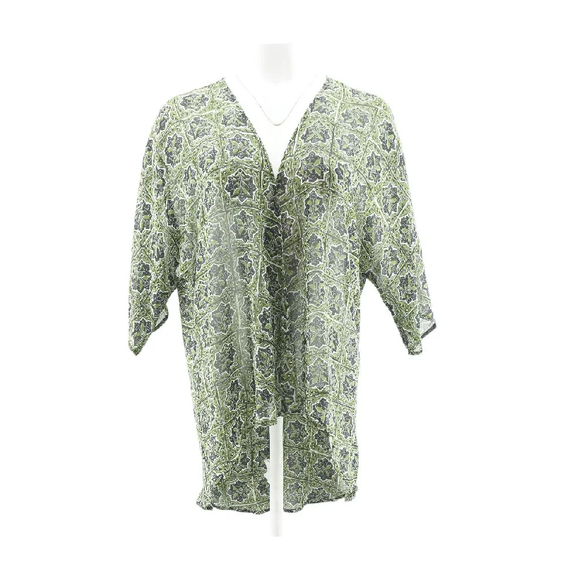 Green Geometric Cardigan Sweater Stylish Fashionable Trendy