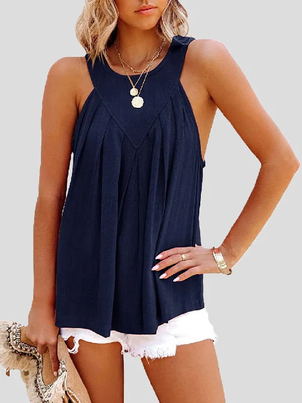 Casual Solid Halter Sleeveless Tank Top cotton tank top
