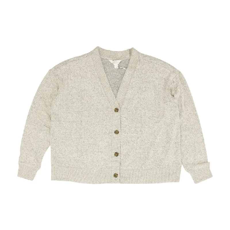 Gray Solid Cardigan Sweater Mesh Fabric Canvas Fabric Denim Fabric