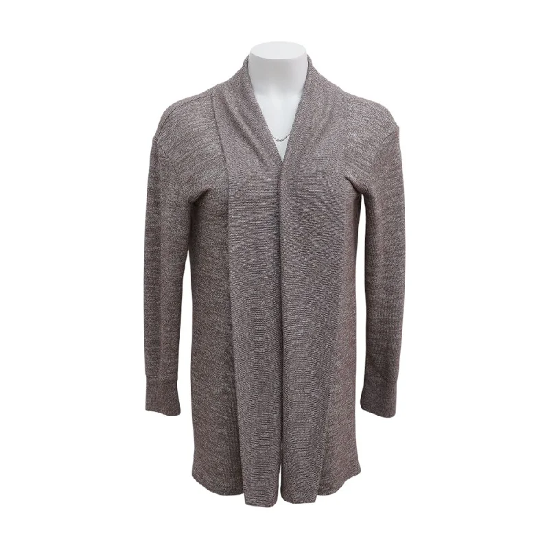 Brown Solid Cardigan Sweater Fleece Cardigan Nylon Polyester