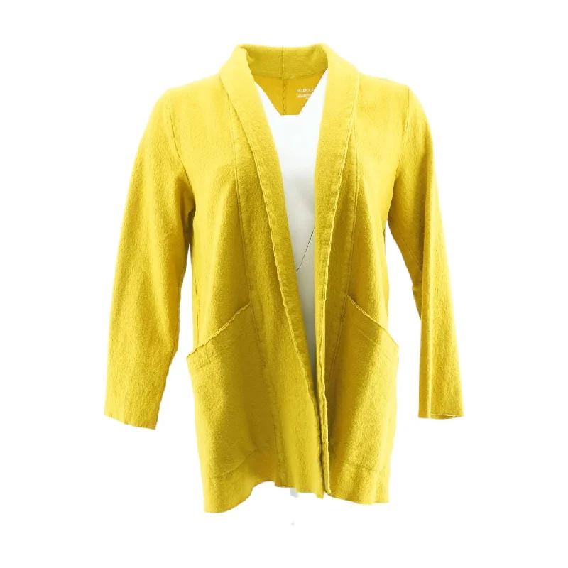 Mustard Solid Cardigan Sweater Casual Formal Business