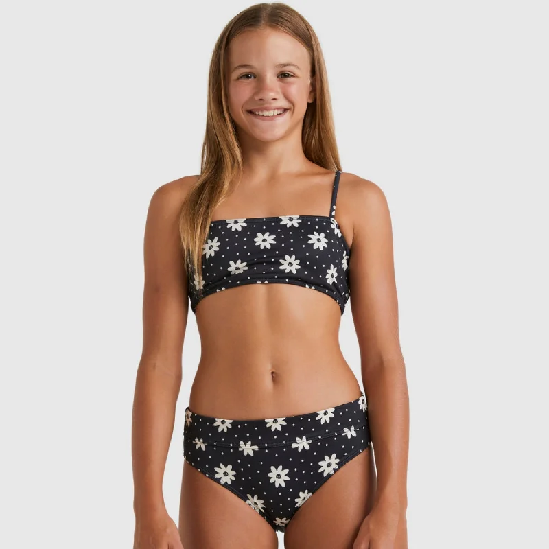 Billabong Girls Flowers In The Sky Tank Bikini Set - Black charcoal tank top