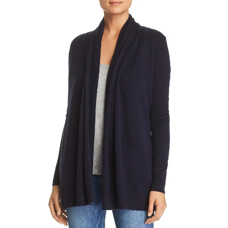 Private Label Womens Solid Cashmere Cardigan Sweater Front Pockets Side Pockets Patch Pockets
