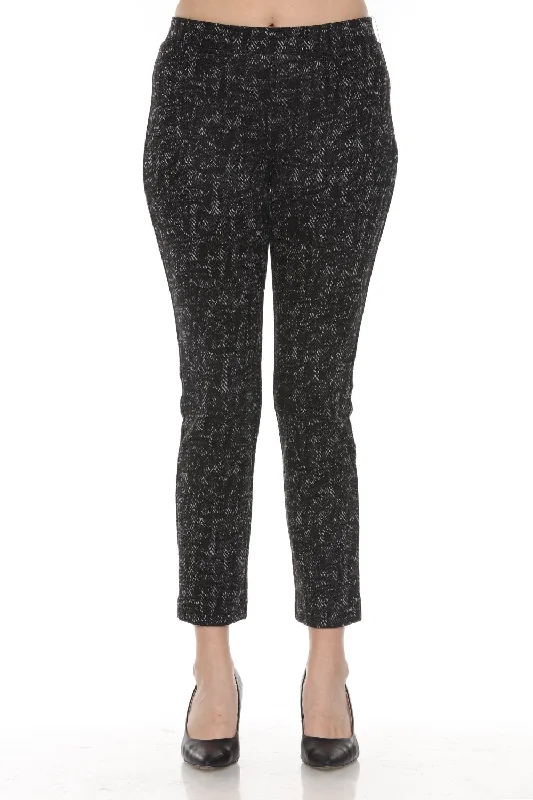 Joseph Ribkoff Black/Grey Chevron Jacquard Knit Slim Pants 243266 High-Waist Yoga Pants