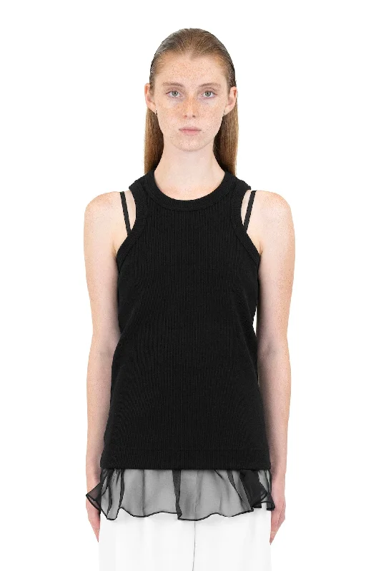 Sacai Cotton Jersey Tank Top crew neck tank