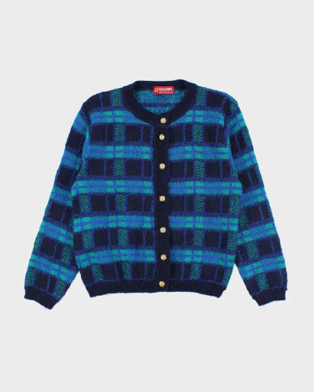 Vintage Pitlochry Mohair Blend Chunky Cardigan - M Embroidered Appliqued Beaded