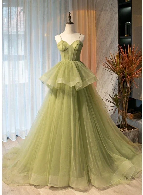Beautiful Light Green Sweetheart Layers Princess Formal Gown, Green Tulle Long Party Dress prom dress   cg21698 Tunics Practical easy-care