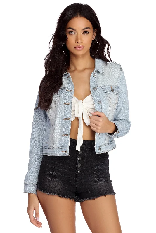 Feeling Adventurous Denim Jacket Denim Fabric Leather Fabric Suede Fabric