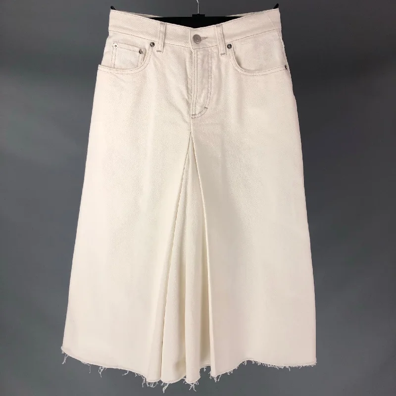 MAISON MARGIELA Size XS Off White Denim Casual Pant-Skirt Chic Wool Trousers