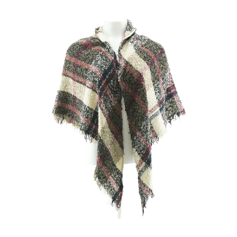 Multi Plaid Cardigan Sweater Cashmere Blend Cotton Blend Poly Blend