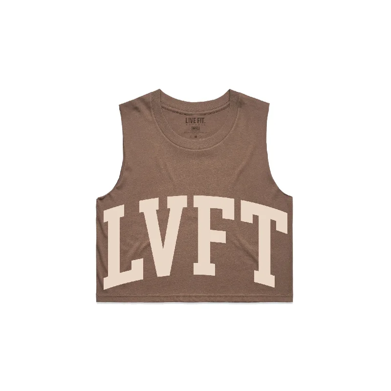 Contender Crop Muscle Tank - Mocha workout tank top
