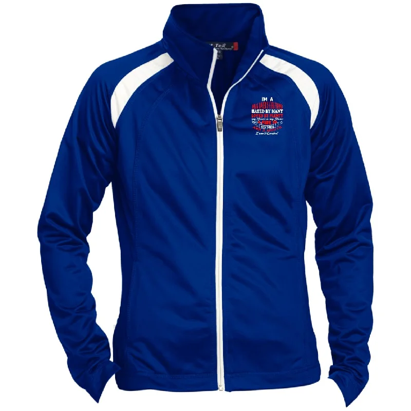 I'm A Drag Racer's Girlfriend Hated By Many Loved By Plenty Ladies' Raglan Sleeve Warmup Jacket Satin Jacket Silk Jacket Chiffon Jacket