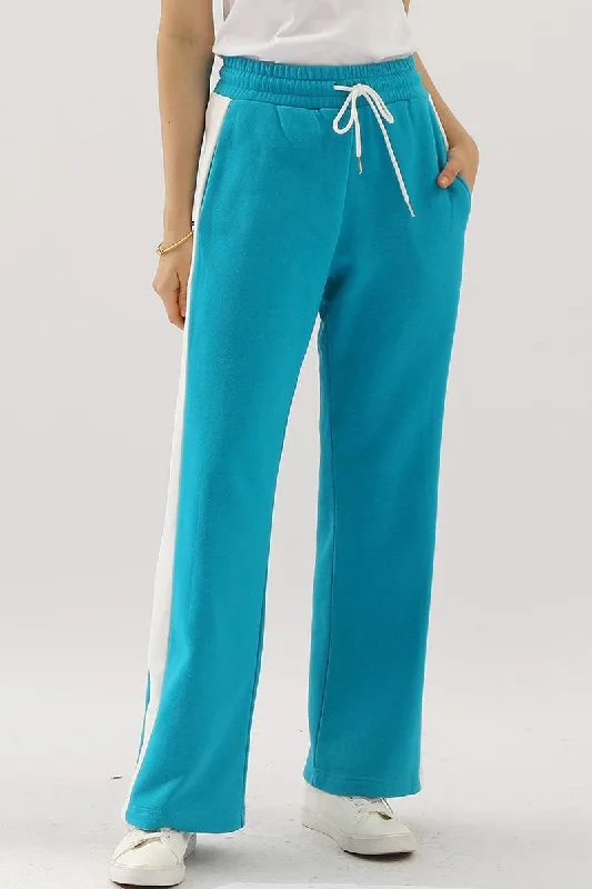 HIGH WAISTED STRAIGHT WIDE LEG LONG SWEAT PANTS Relaxed Linen Pants