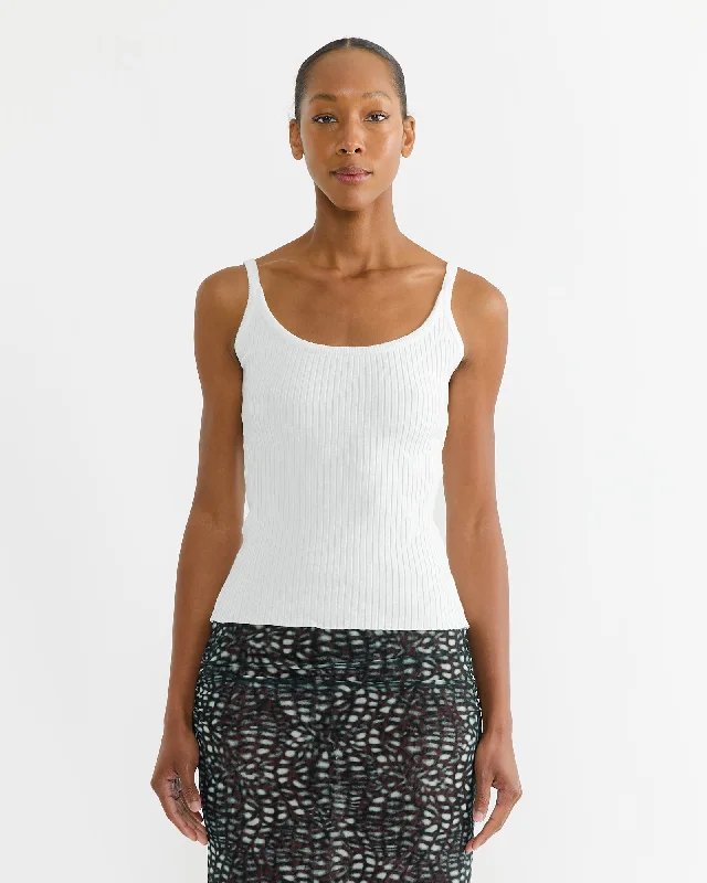 Ribbed Knit Tank in White gold tank top