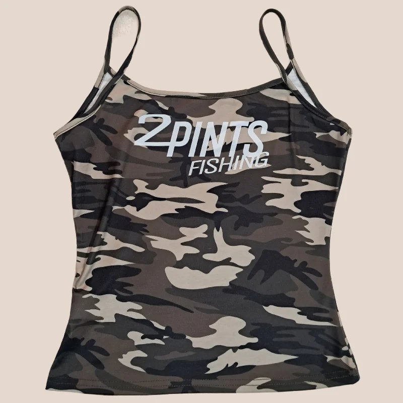 Women's camouflage print tank top - Casual sculpting spaghetti strap mesh tank top