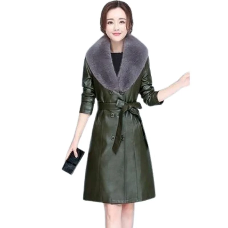 Army Green Fur Collar