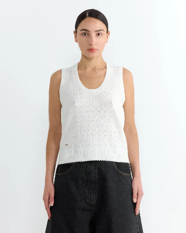 Tank Top Pointelle in Garza crew neck tank