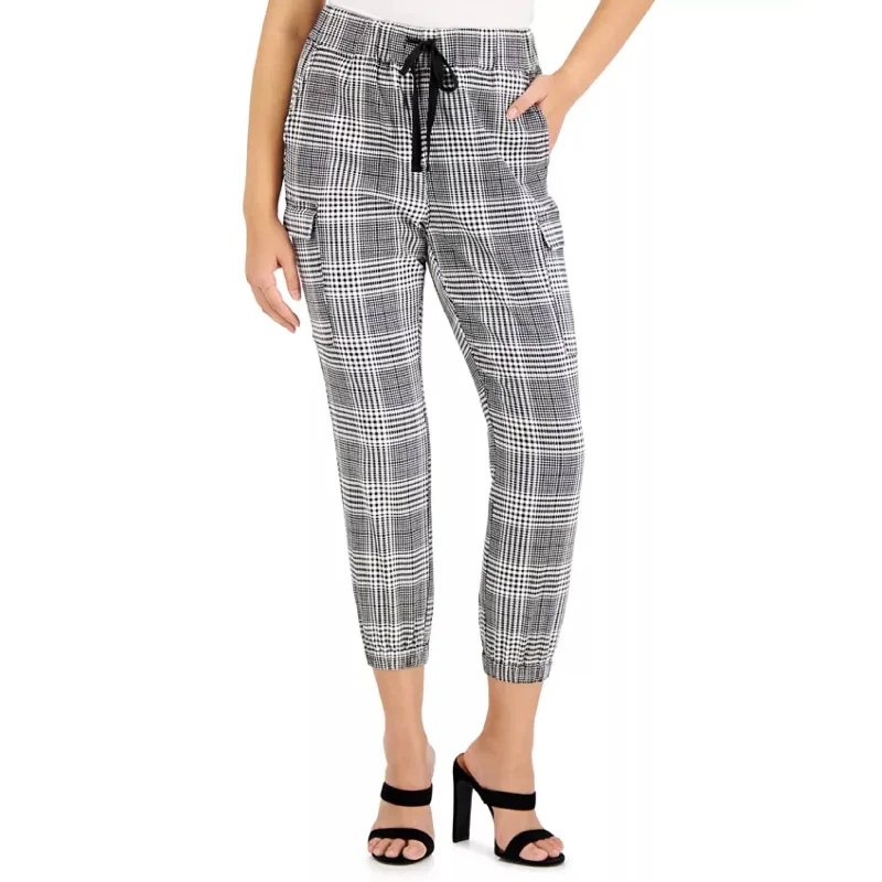 TINSEL - Petite Plaid Utility Jogger Pants Comfortable Jogging Pants
