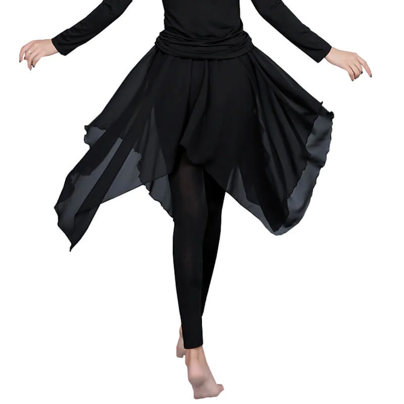 Asymmetric Knee-Length Latin Skirt Culottes satin skirt smooth