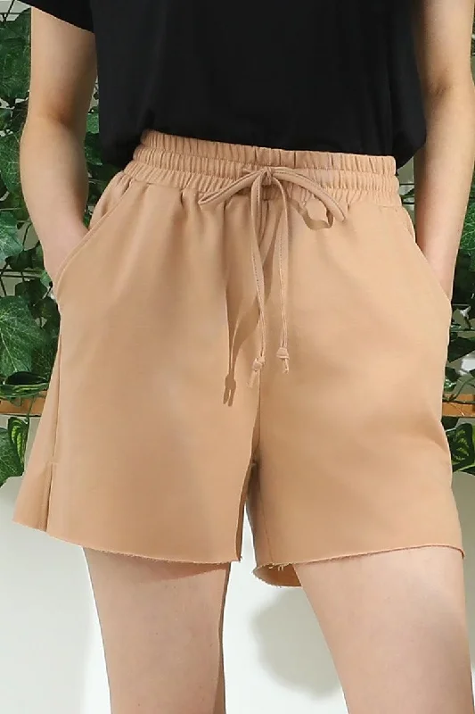HIGH WAIST FRENCH TERRY PANTS WITH SIDE POCKETS Slim-Fit Khaki Pants