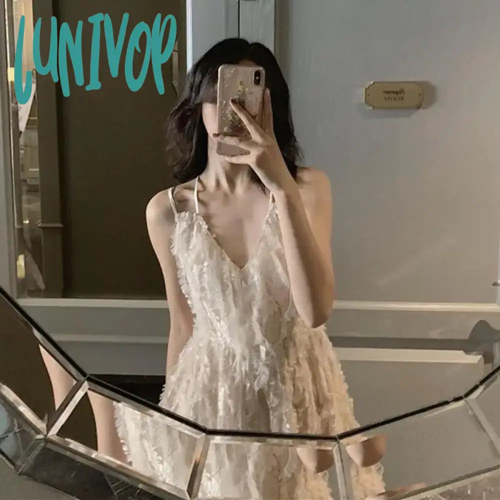 Lunivop Sexy V-Neck Dress Women Summer Holiday Beach Style Backless Sleeveless White&Black Long Dress Party Dress For Girls Tunics Review highly