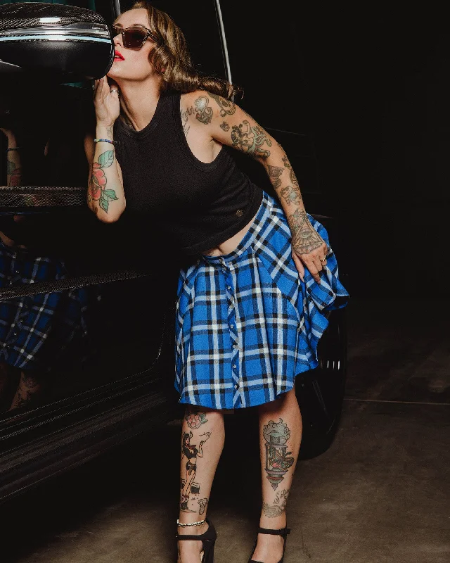 Women's Lapis Flannel Circle Skirt linen skirt light