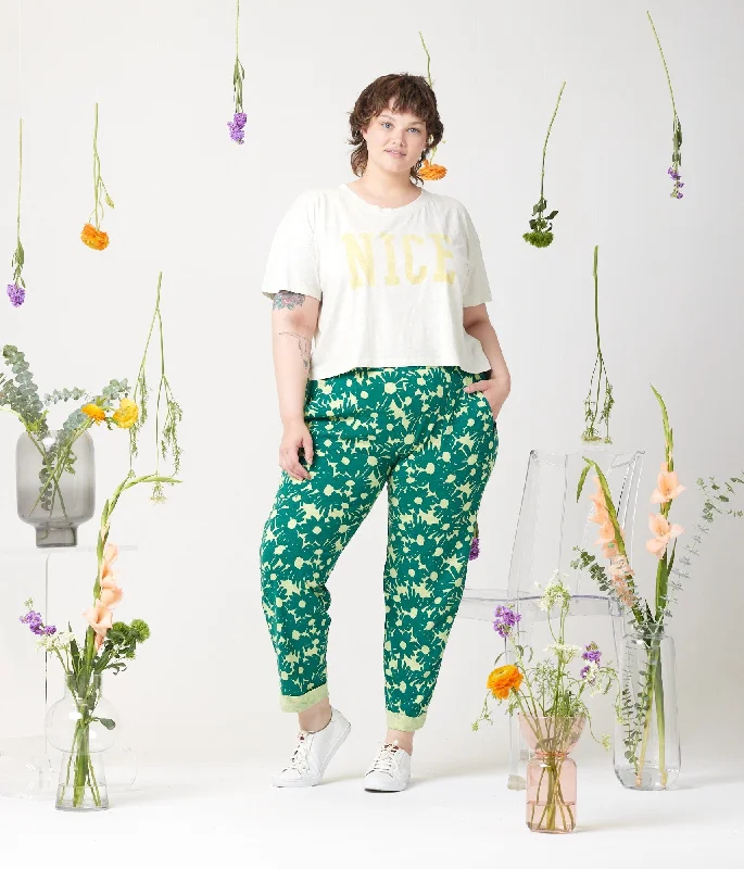 Nolan Pant - Jade Floral Trendy Velvet Pants