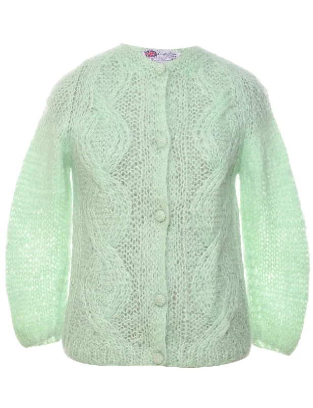 Cable Knit Cardigan - S Handmade Hand-knitted Hand-woven